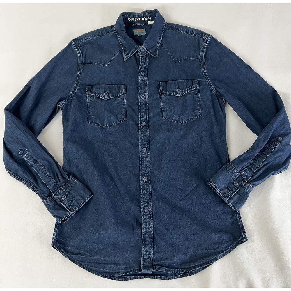 VTG Levi's Outer Nown Men's‎ Button Down Shirt Navy Blue Denim Sz Medium